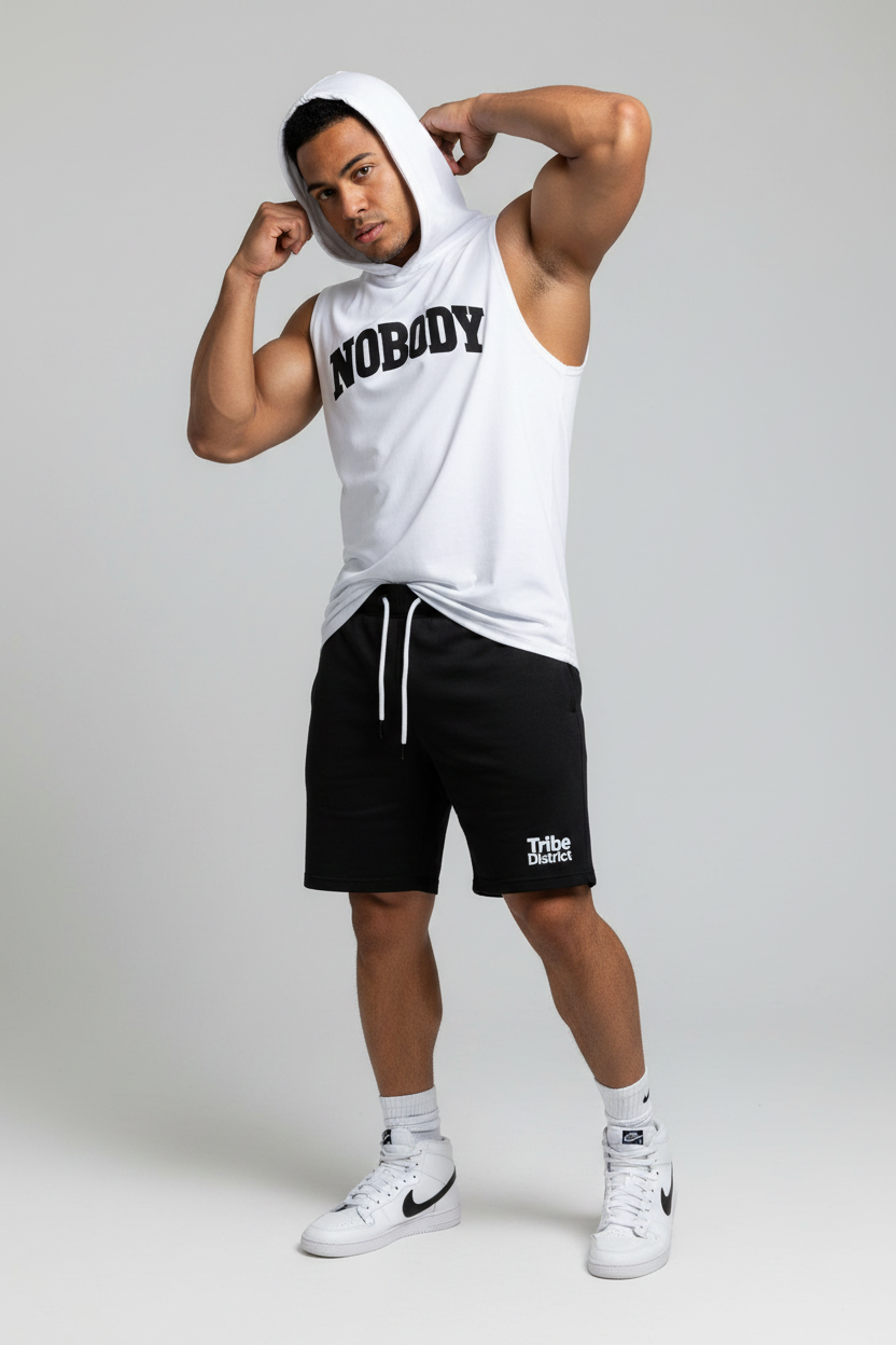 Nobody Hooded Tank – Male Model Mockup