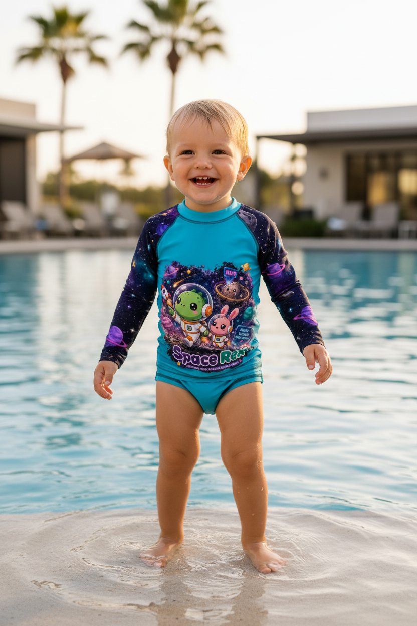 Space Rex Toddler Rash Guard Mockup