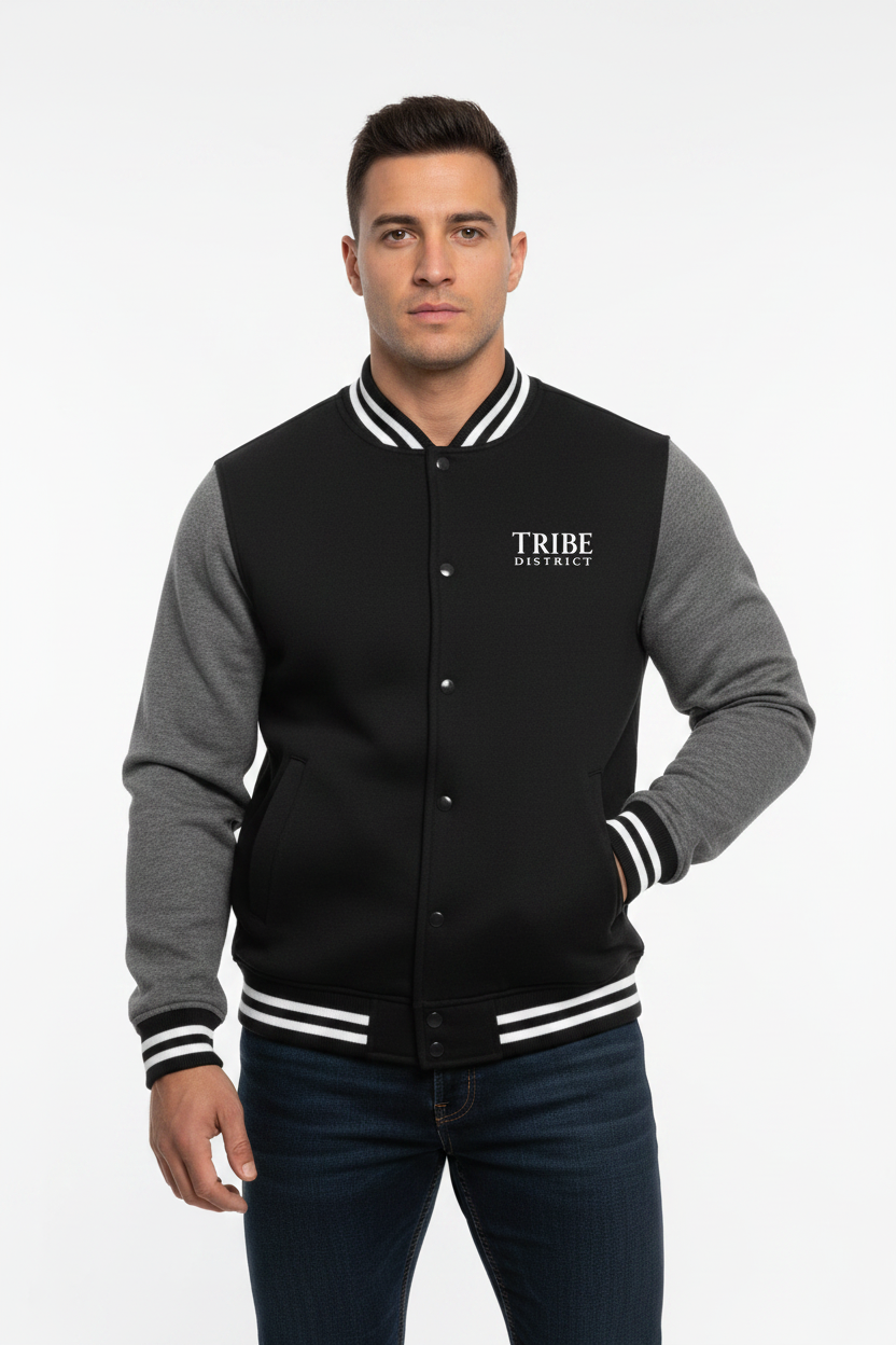 Tribe District Men's Letterman Jacket Mockup